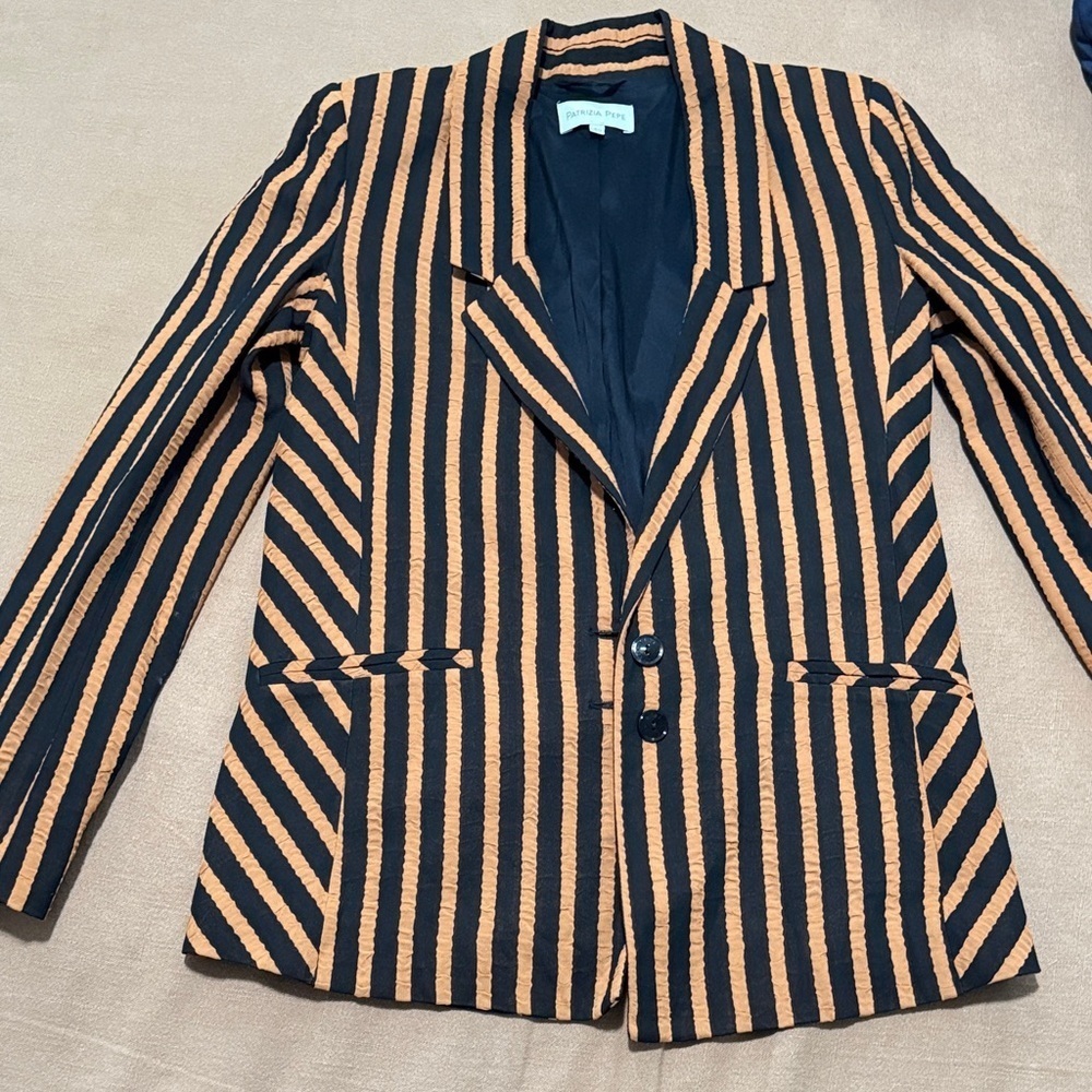 Striped Black and Orange Blazer - Picture 2 of 14